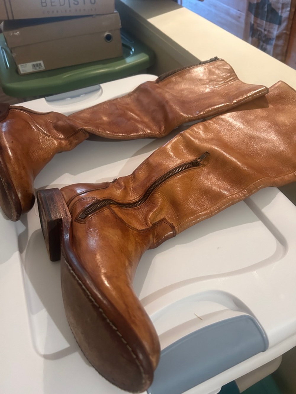 Bed Stu Tall Tess Leather Riding Boots in Distressed Tan Brown - Picture 12 of 12